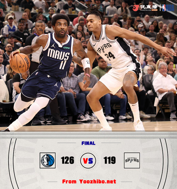独行侠126-119力克马刺 东契奇33+14+10 欧文22+6 文班首秀15+5