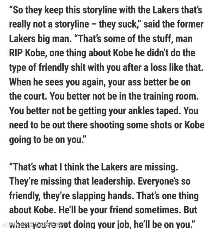 这是湖人问题所在？夸梅布朗：他们缺少科比式领袖，所有人只会鼓掌！