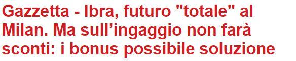 米体: 伊布愿意与米兰续约一年, 但不接受降薪