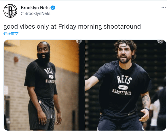 篮网正式开启六连客！哈登训练中咧嘴大笑，杜兰特表情严肃再冲MVP