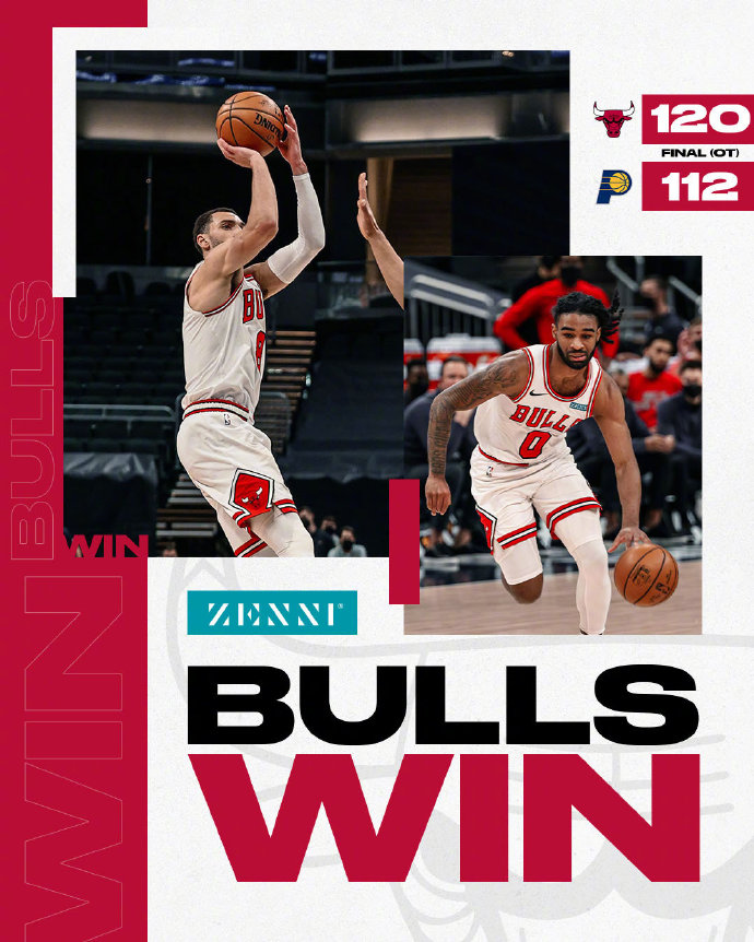 公牛120-112力克步行者 拉文30+9 萨博尼斯25+10+5