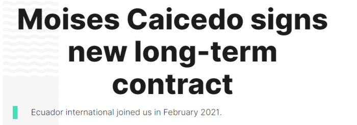 官方：凯塞多与布莱顿续约至2027年