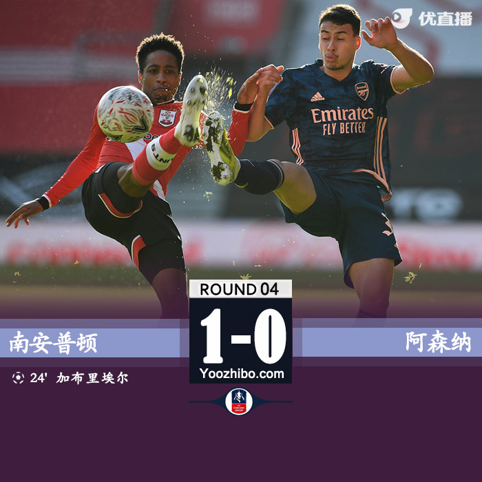 阿森纳0-1南安普顿爆冷出局 加布里埃尔自摆乌龙