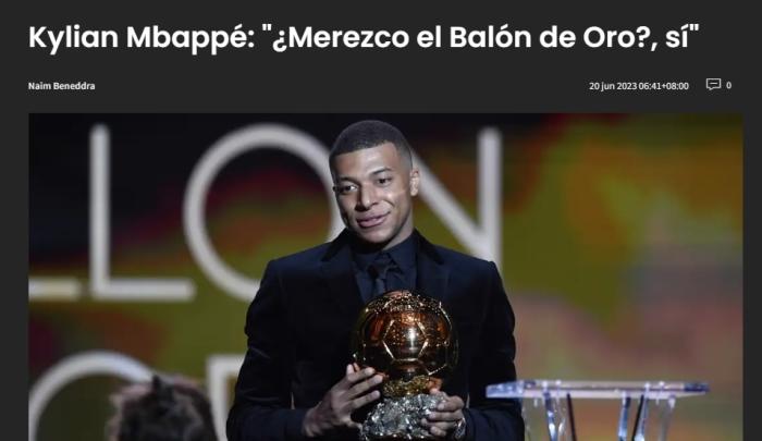 无视梅西哈兰德？姆巴佩霸气回应金球奖归属：我配得上！自认符合标准