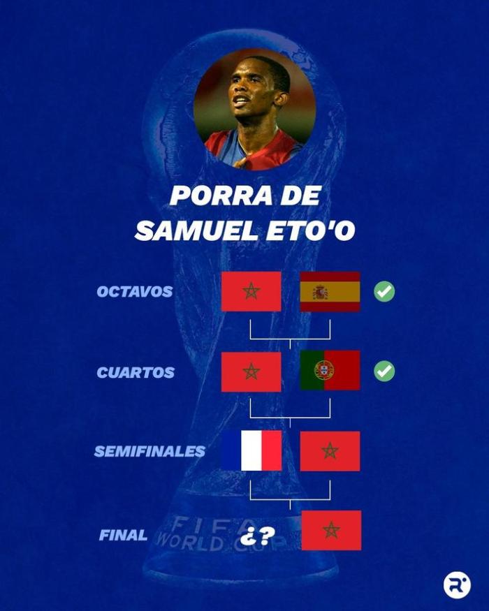 稳？埃托奥世界杯前预测摩洛哥将淘汰西葡法进决赛