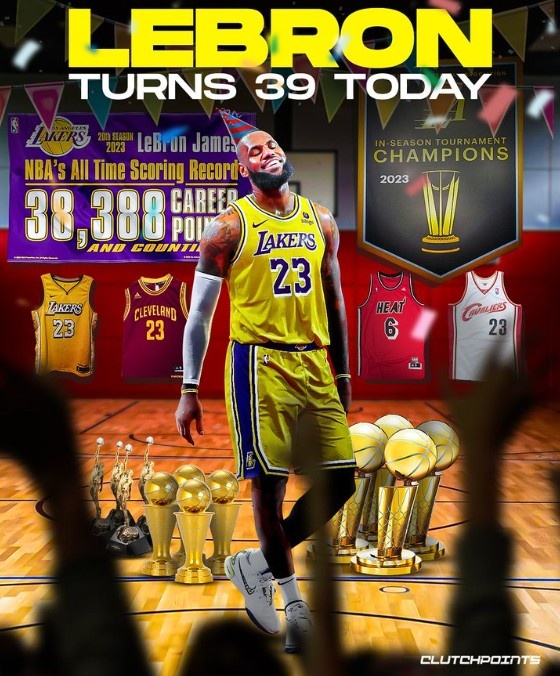 詹姆斯带病出战39岁生日夜：现场大批球迷祝贺 又创历史第一纪录