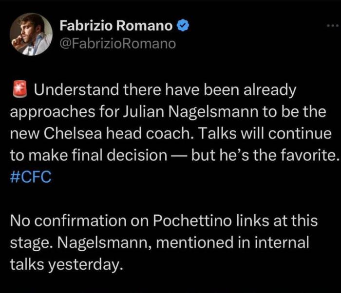 曝切尔西邀拜仁弃帅执教！或数日内达协议，本赛季换帅已花7900万镑