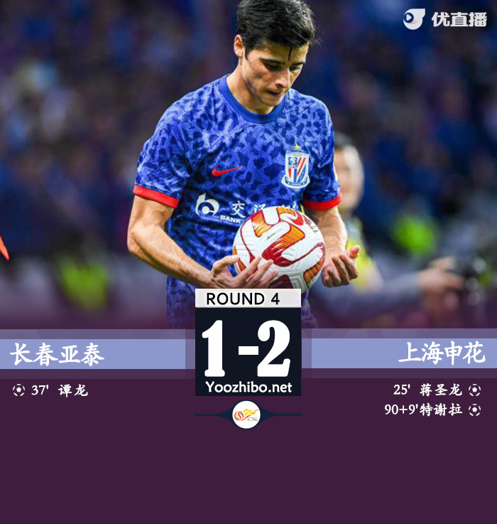 申花2-1亚泰 特谢拉读秒绝杀