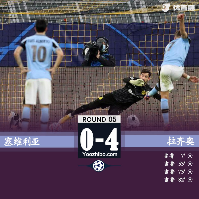 欧冠简报：切尔西4-0塞维锁定头名 吉鲁大四喜！