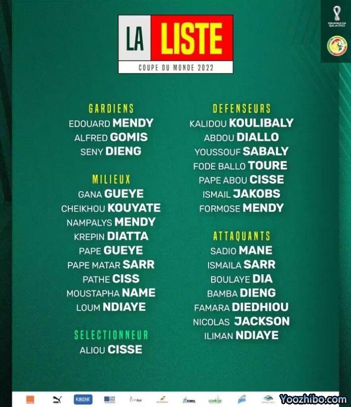 塞内加尔世界杯大名单：马内带伤入选