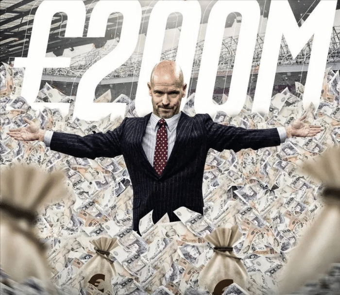 曼联节省5000万工资有助买人！否认滕哈格预算1亿，称可灵活买人