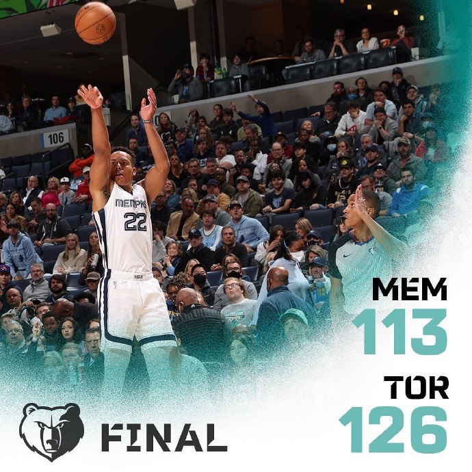 猛龙126-113力克灰熊 特伦特26分 范弗里特23+7 莫兰特23+9