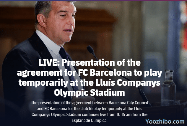 官方：巴萨2023-24赛季搬迁到奥林匹克球场