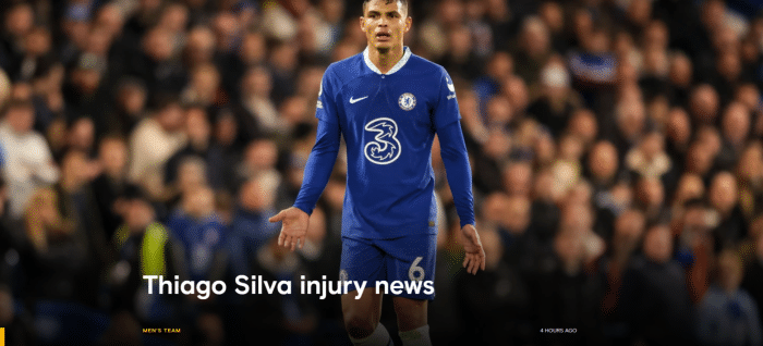 切尔西：蒂亚戈·席尔瓦左膝受伤，预计将伤缺六周