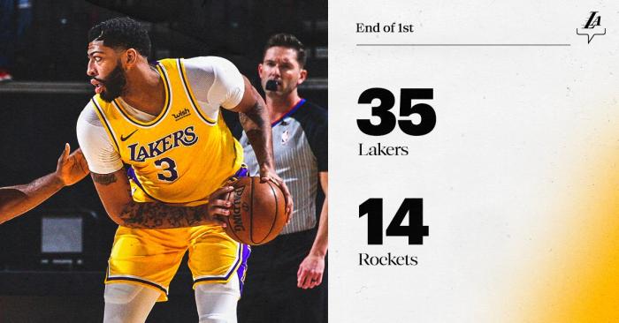 单节狂赢21分！湖人一节击溃火箭？哈登身材走样全队加起来仅14分