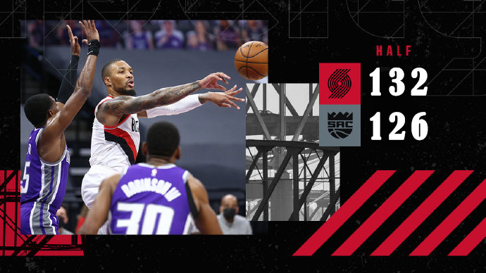 开拓者132-126逆转国王 利拉德40+13 CJ28+8+10