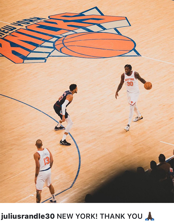 兰德尔晒照告别尼克斯，交易后首次表态