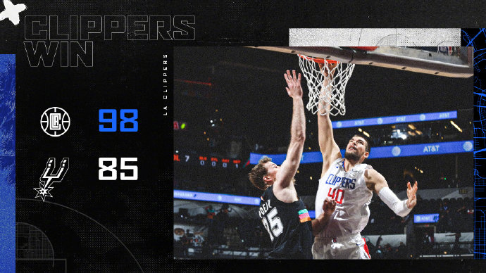 快船98-85击败马刺 乔治24+13 雷吉28分 德罗赞23分