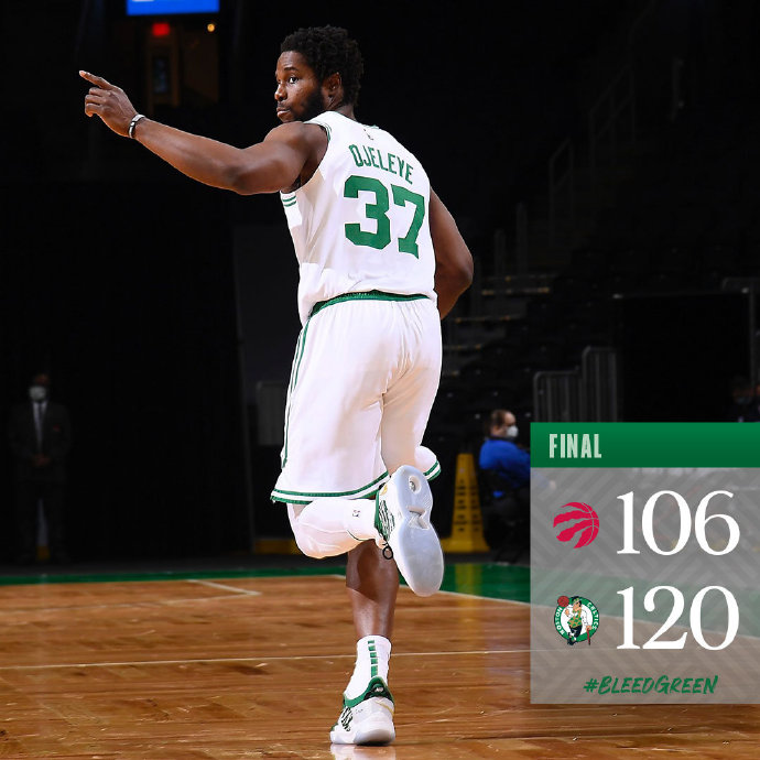 凯尔特人120-106轻取猛龙 塔图姆17+6+9 奥杰莱24+6 洛瑞24+6助