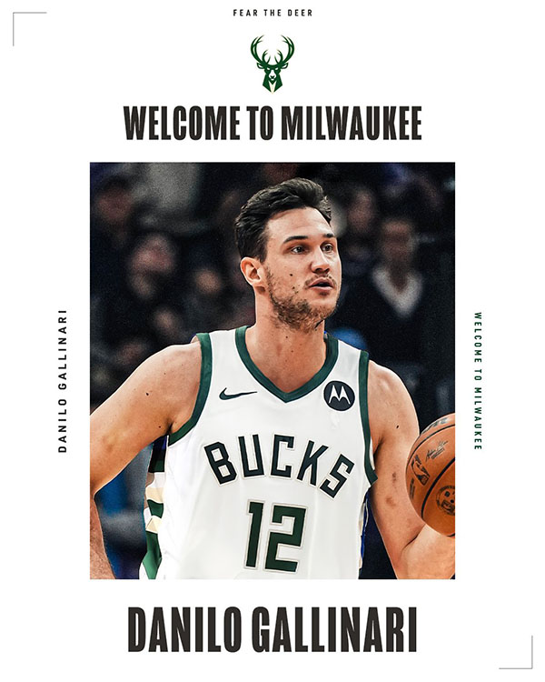 雄鹿官宣签约加里纳利：穿12号辅佐字母利拉德 17人冲冠新阵出炉