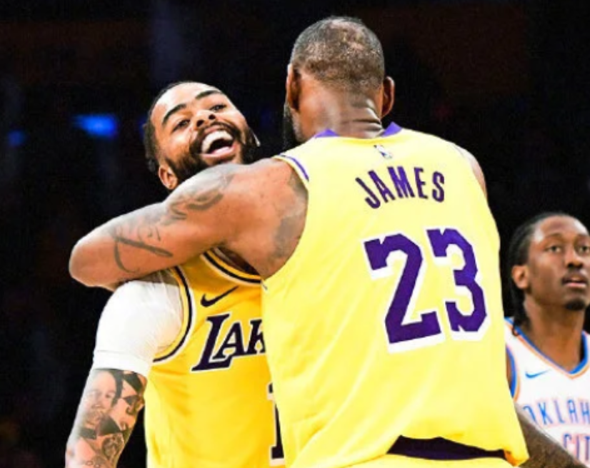 拉塞尔66秒三连击点燃球馆：詹皇浓眉送拥抱 比肩科比魔术师创纪录