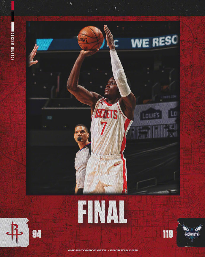 黄蜂119-94击落火箭 鲍尔24+7+10 奥拉迪波21+7+6