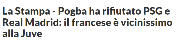 意媒：博格巴已拒绝巴黎和皇马，即将与尤文达协议