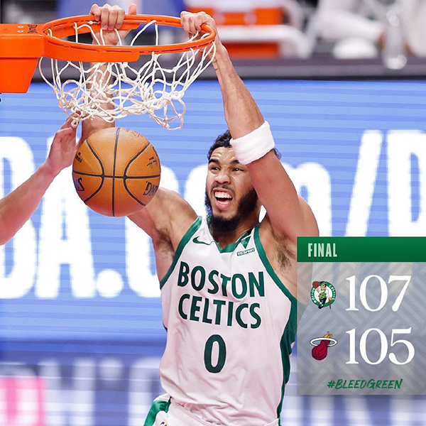 凯尔特人107-105险胜热火 普理查德补篮绝杀 塔图姆27+5