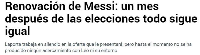 马卡: 梅西续约巴萨尚无进展