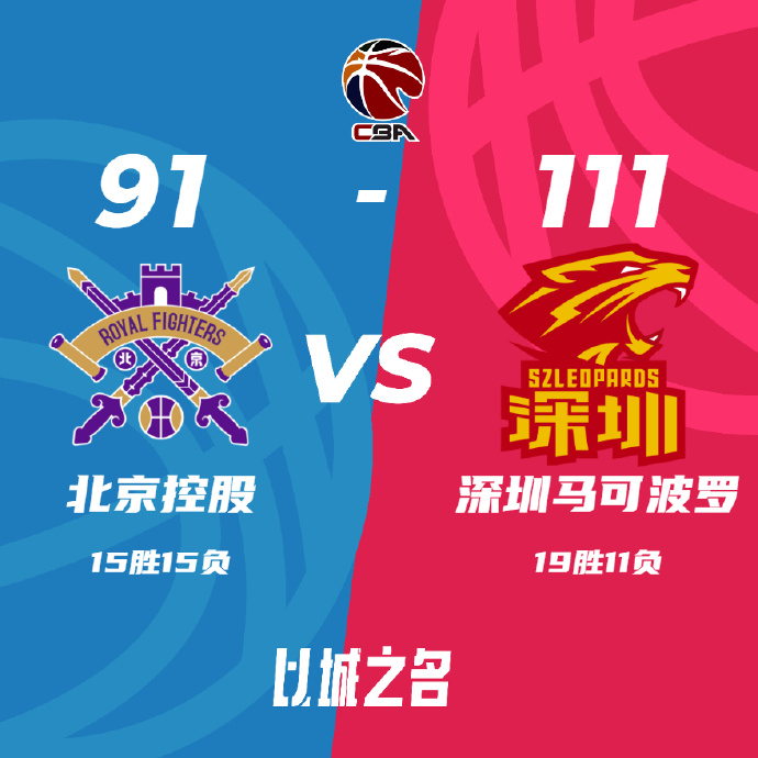 深圳111-91战胜北控 亚当斯20+11+6 贺希宁15+6 里勒31分