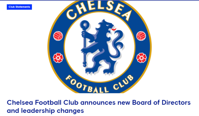 切尔西官方：任命伯利为新主席，NO姐离任