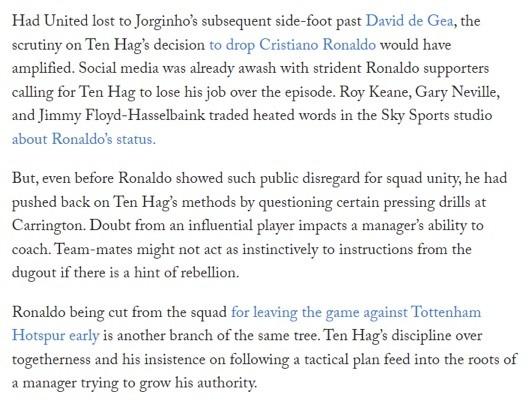 曝C罗公开质疑+抵制滕哈格训练！名宿劝其退役：队友厌恶他来更衣室