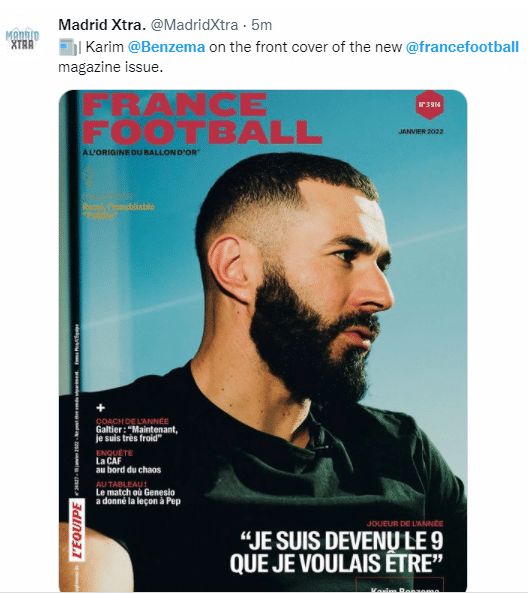 官方：本泽马当选年度法国最佳球员