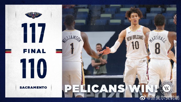 鹈鹕117-110力克国王 莺歌34+6+7 锡安30+6 福克斯43+6