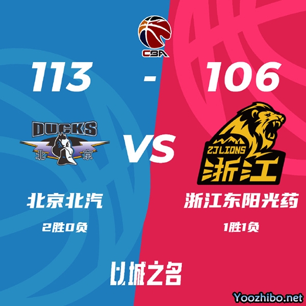 北京113-106逆转广厦 方硕27+10 利夫31+14 胡金秋32+13