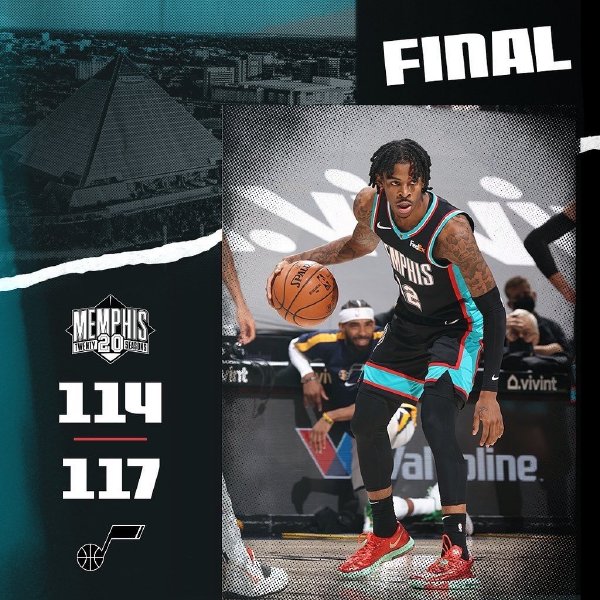 爵士117-114战胜灰熊 米切尔35+5+6戈贝尔25+9莫兰特32+11