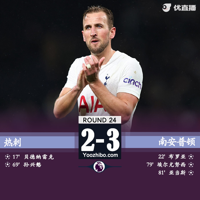 热刺2-3南安普顿 热刺连丢两球2-3遭南安普顿逆转