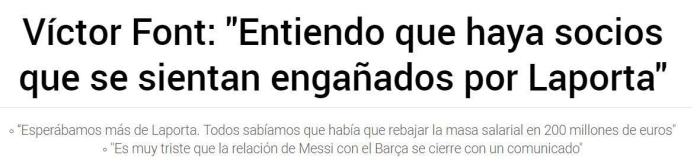 前巴萨主席候选人：我理解大家感觉被拉波尔塔骗了