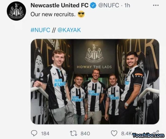 能保级吗？纽卡晒五位新援合影：我们的新成员