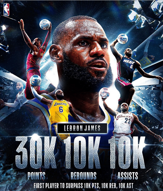 香蕉船连线！詹皇助攻数破10000次，湖人官方祝贺：见证传奇