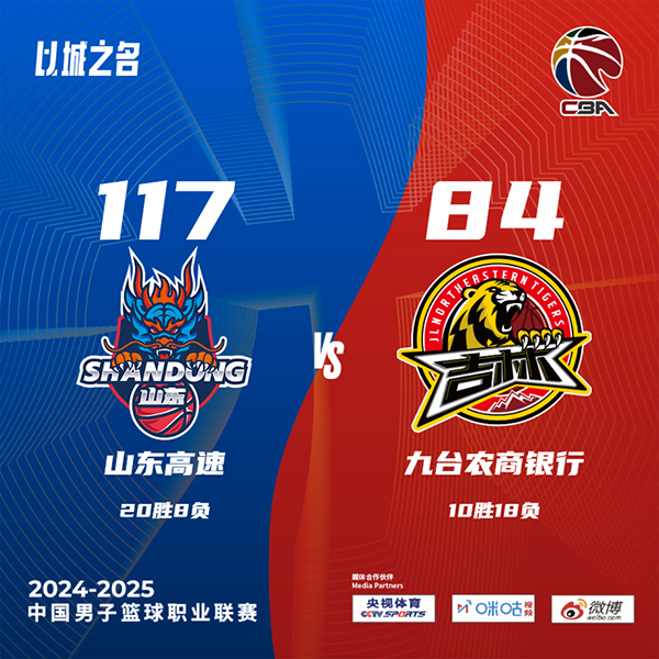 山东117-84战胜吉林 克里斯26+7+6 高诗岩11+11 陈培东单节13分