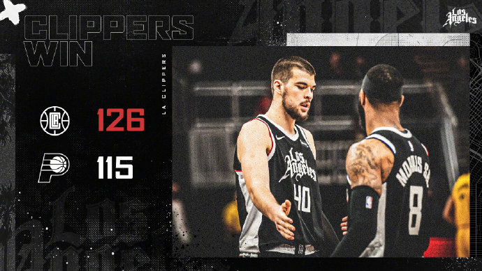 快船126-115战胜步行者 乔治36+7+8 布罗格登31+5