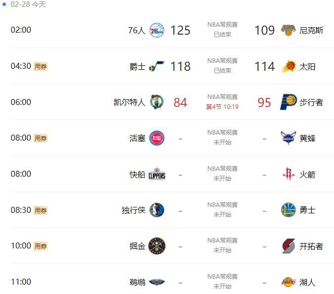 02月28日 NBA常规赛 所有比赛录像下载1080P【百度+阿里网盘】