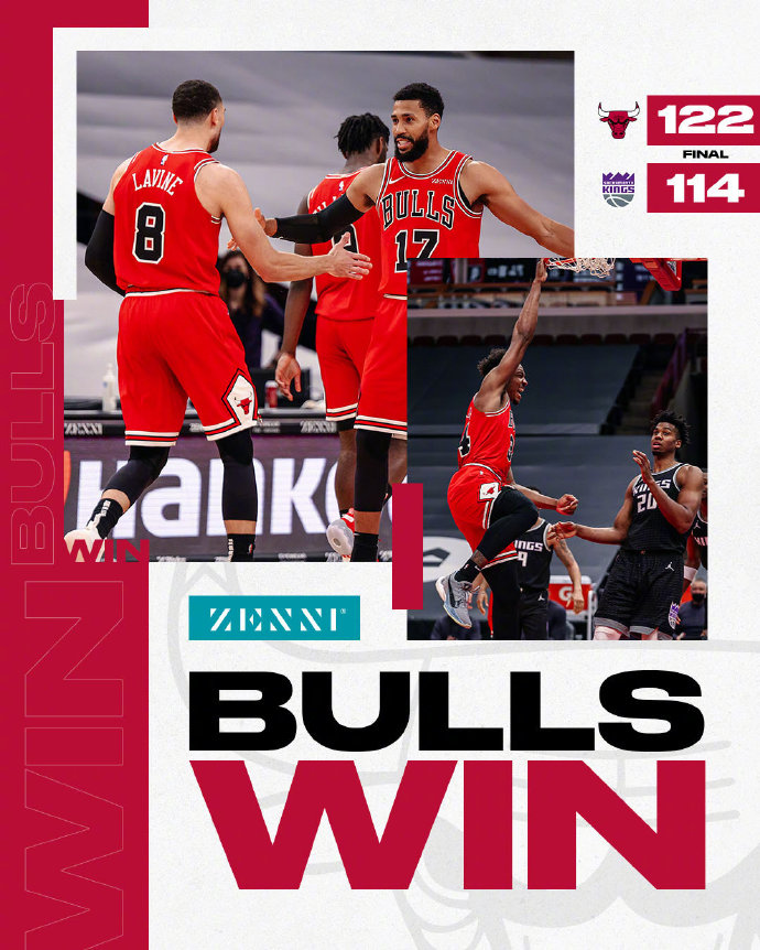 公牛122-114战胜国王 拉文38分 巴格利26+11