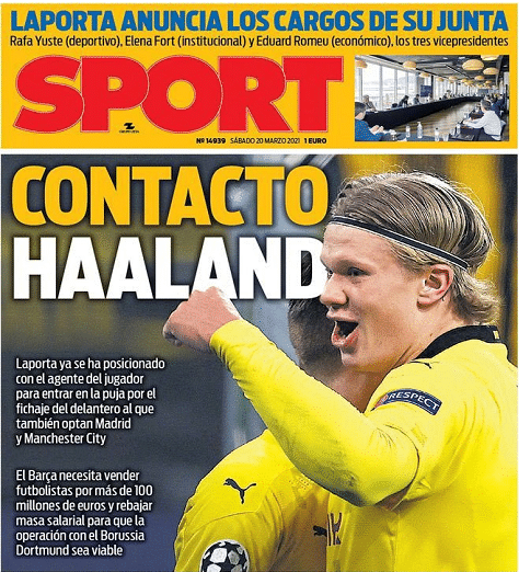 拉波尔塔欲签哈兰德搭档梅西！他和拉伊奥拉关系匪浅！