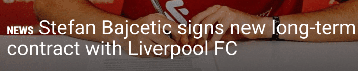 官方：利物浦与小将巴伊切蒂奇续下长约