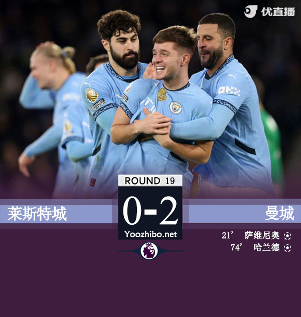 曼城2-0送蓝狐4连败 哈兰德破4场球荒萨维尼奥传射
