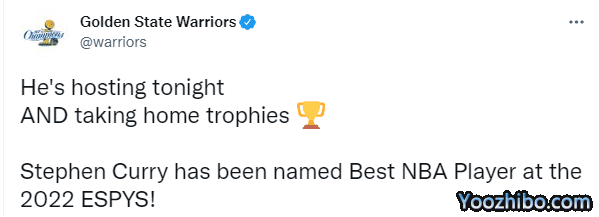库里又夺一项年度大奖 仅次詹皇乔丹历史第三 勇士官方第一时间祝贺