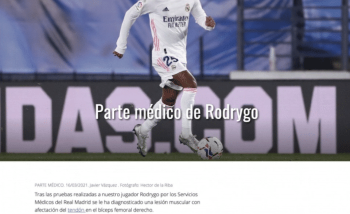 皇马官网被黑! 黑客发布罗德里戈受伤假新闻