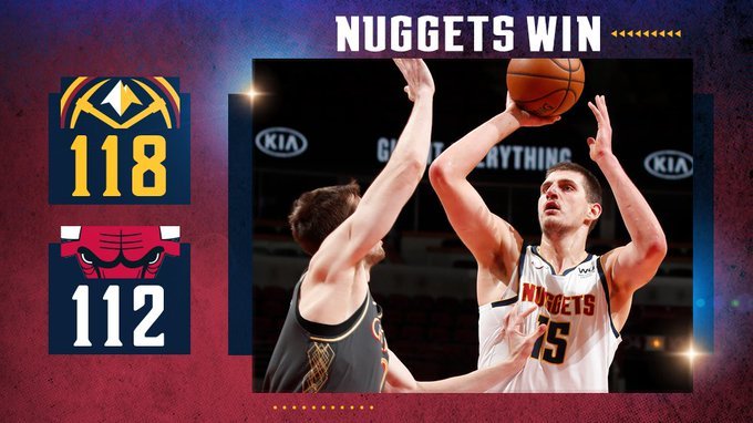 掘金118-112击败公牛 约基奇39+14+9 穆雷24分 拉文23+9+5